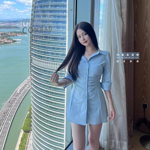 显白baby蓝连衣裙又纯又御气质
