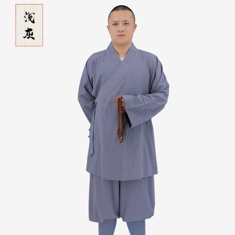 特价春秋僧服套装亚麻短褂和尚服男女款透气免绑腿罗汉褂僧人小褂