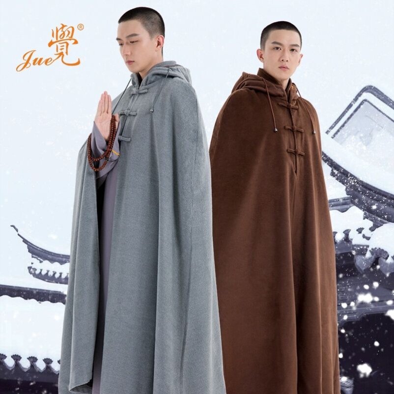 特卖觉牌僧服斗篷冬季僧人打坐披风双层加厚毛绒禅修披肩居士服观