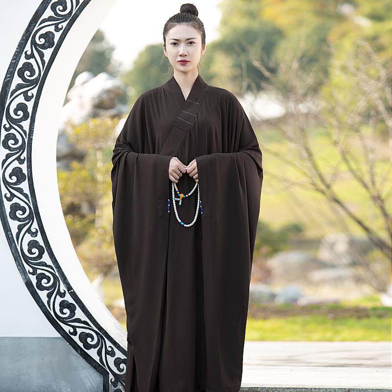 紫忧花高档广袖冰丝海青居士服女夏大袖海清男和尚衣袈裟僧衣僧服