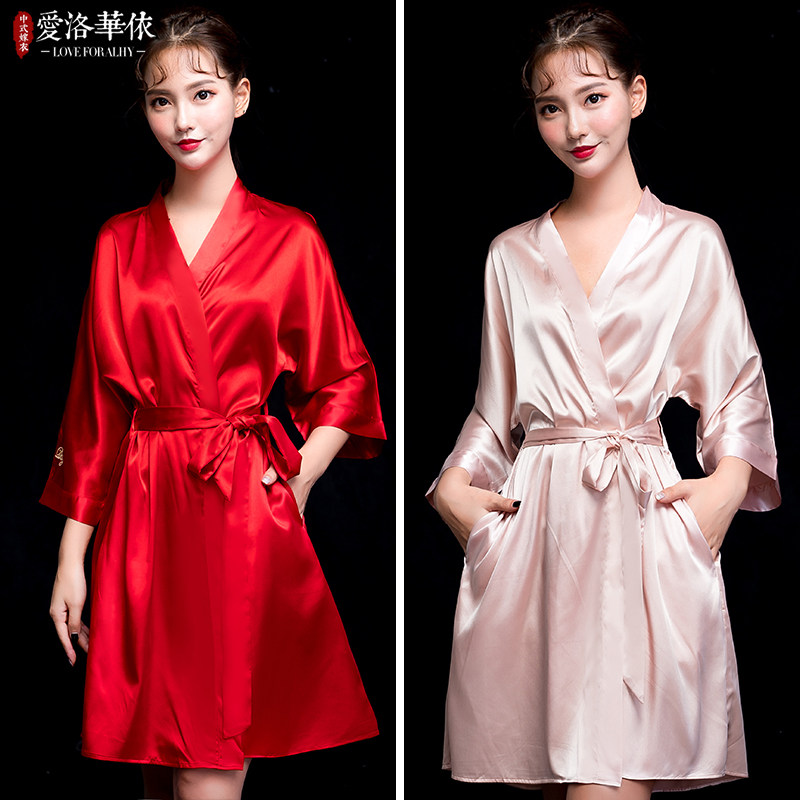 新婚睡衣浴袍性感睡裙红色新娘结婚晨袍夏春秋2019新款深V睡袍女|ruв категории Женская одежда, Cвадебные платья, платье/вечернее платье - от Buy2taobao.com для оказания профессиональной услуги покупки агента Taobao