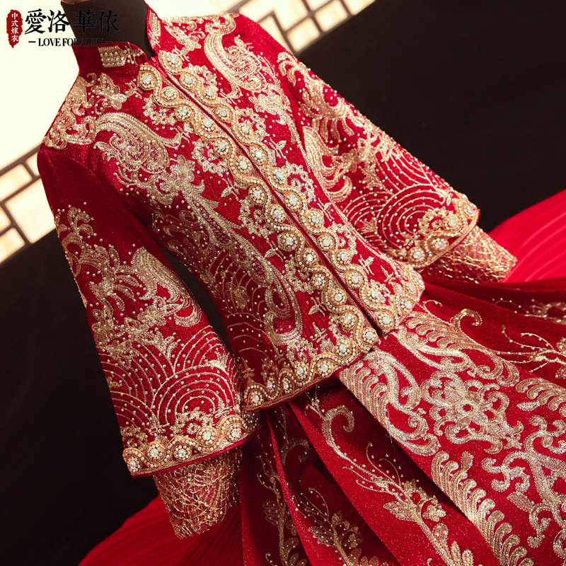 秀禾服2020新款秋冬中式婚纱礼服结敬酒服龙凤褂嫁衣修身新娘秀禾