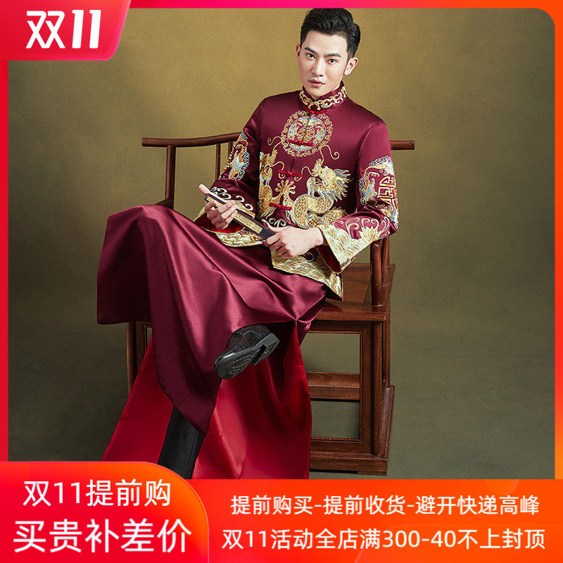 新郎秀禾服男装2020新款秋冬男士敬酒服中式结婚古代唐装男款秀禾