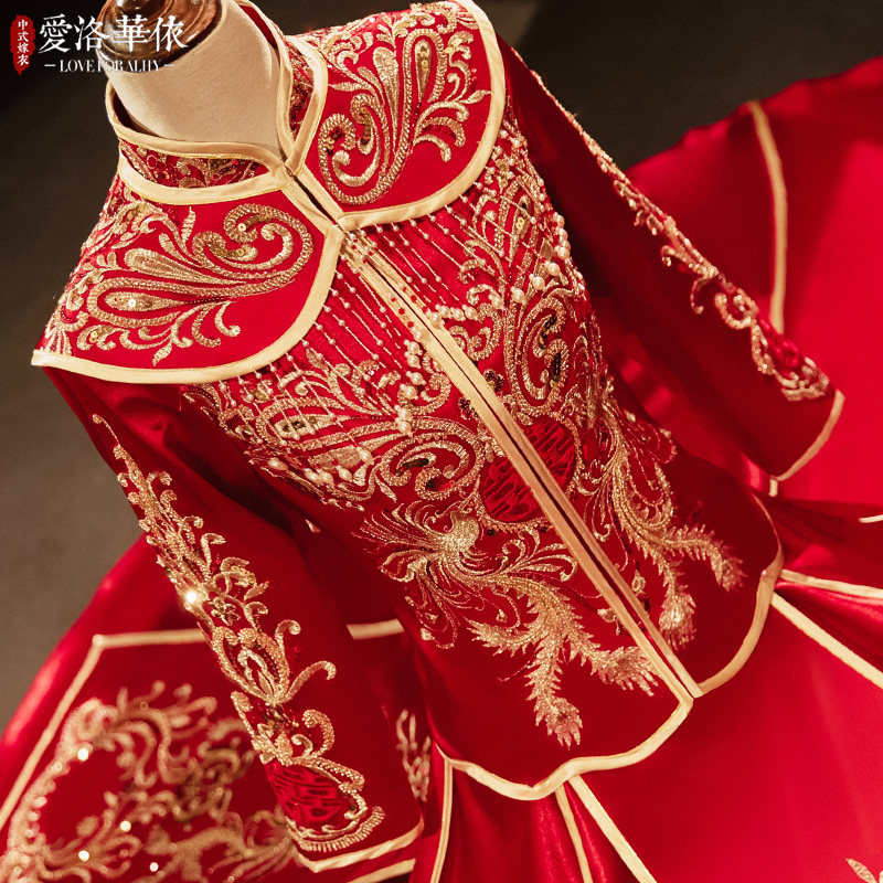 秀禾服2021年新款结婚敬酒服中式婚纱礼服凤冠霞帔龙凤褂春夏薄款