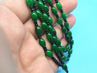 和田碧玉圆珠项链 碧玉珠链 圆珠玉链子 菠菜绿男女款 玉挂绳链子