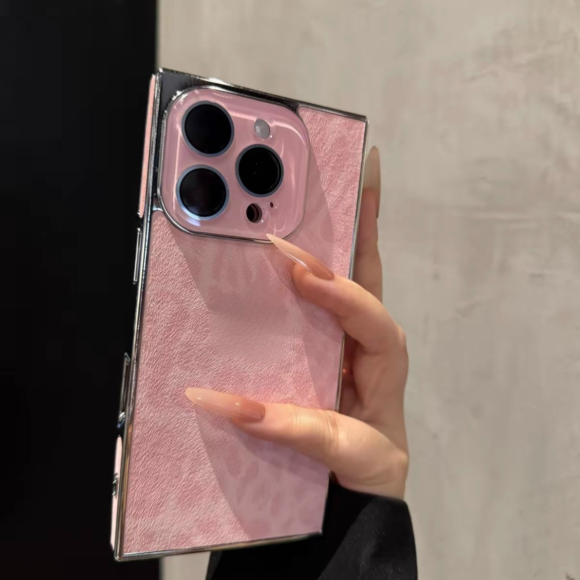 ins豹纹方形适用iPhone17promax手机壳直角自带镜头膜苹果16promax女款14/13高级奢华防摔套女15plus直角壳pm