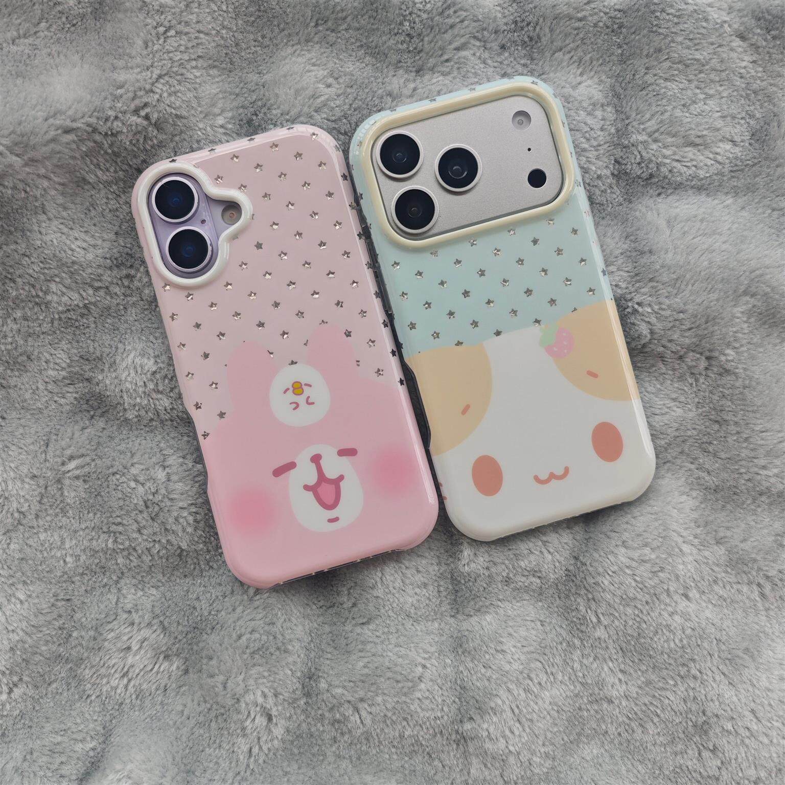 圆弧气囊五角星卡娜赫拉棉花糖猫咪手机壳适用iphone17promax大孔防摔苹果16pro亮面15pro女款创意萌系17哇塞