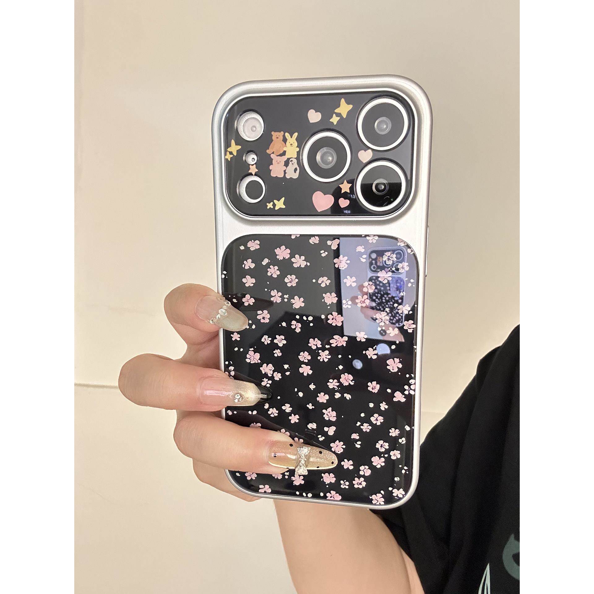 韩系高级感满屏粉色樱花小动物适用于苹果iPhone17promax手机壳16pro保护套大视窗女款15pro防摔14超火13哇塞