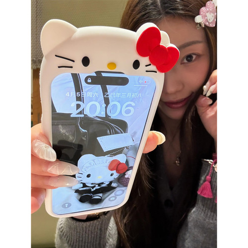 可爱ins风立体猫耳蝴蝶结猫咪适用iPhone17promax手机壳16promax女款14pro网红女13创意全包防摔15pro硅胶潮1