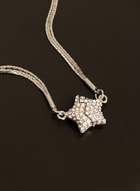 轻奢高级感闪钻五角星磁吸项链