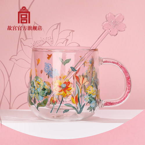 故宫紫禁花语双层玻璃杯套装