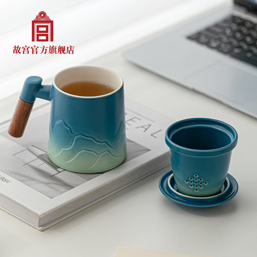 故宫千里江山泡茶杯陶瓷杯办公杯