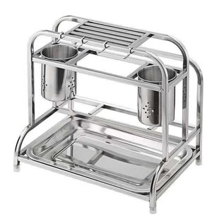 厨房落地置物架不锈钢刀架子加厚台面锅盖架多功能刀具收纳菜板架