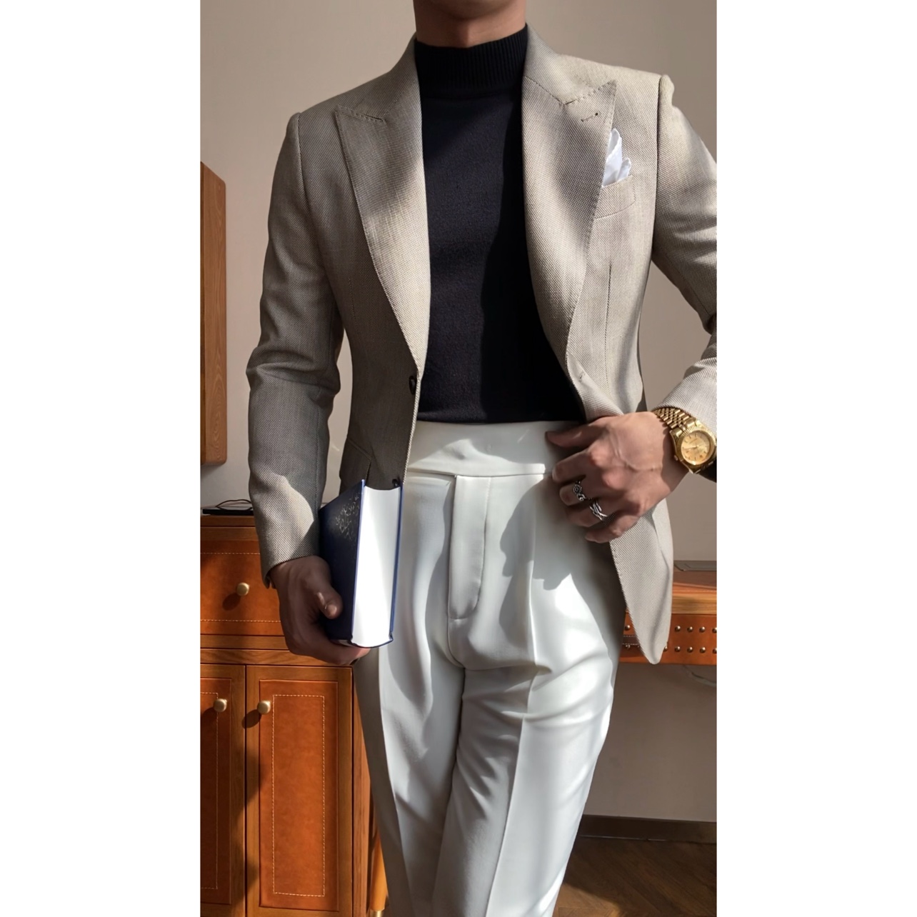 奚哲自制男士通勤商务绅士英伦复古风个性优雅百搭款休闲单西外套