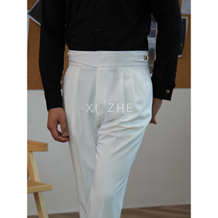 奚哲自制款 商务绅士升级版廓尔喀纯色西裤休闲长裤