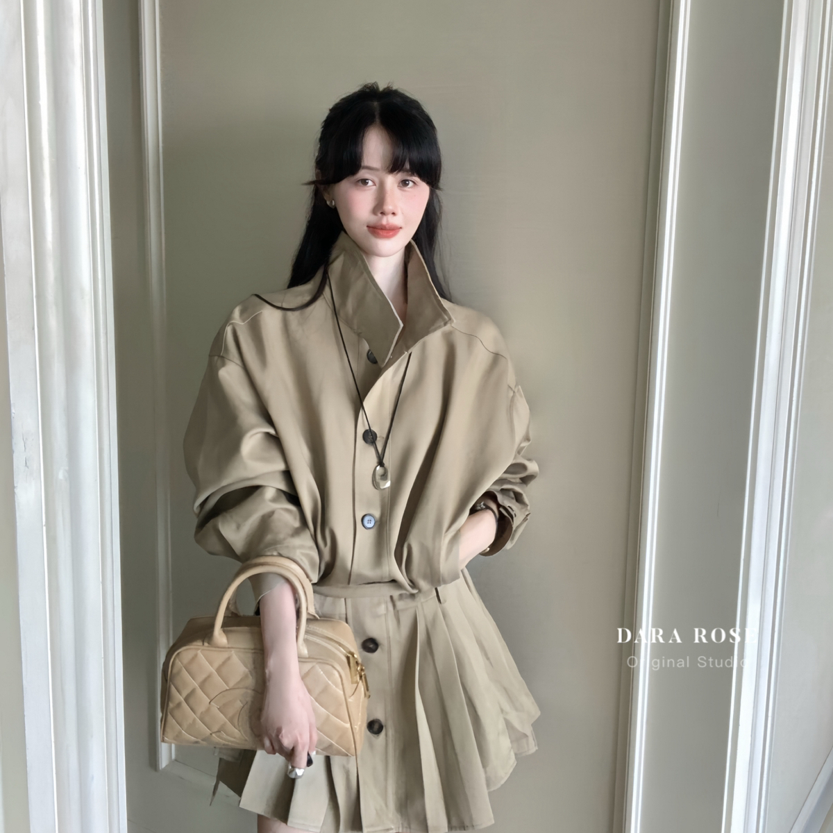 DARA ROSE好韩的风衣外套高级感英伦风翻领单排扣外套品质S7456