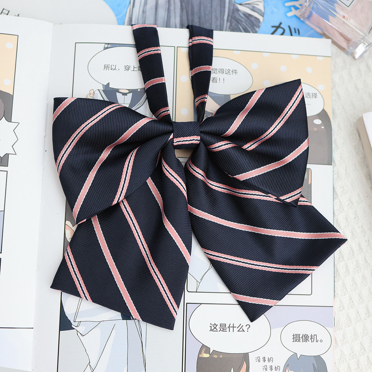 明日同学自制条纹日系校供感平角蝴蝶结领结 jk 水手服配饰包邮