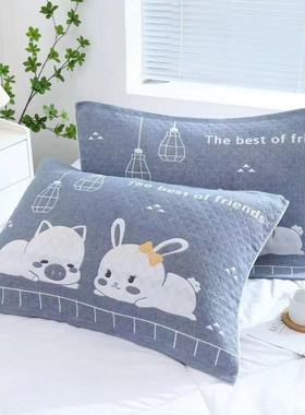 AB纱纯棉枕巾柔软装加大加厚家用全棉纱布现代枕头巾学生耐脏枕巾