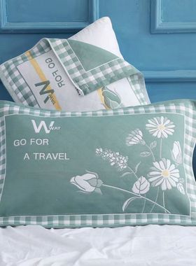 纯棉枕巾加大加厚家用全棉纱布现代枕头巾学生耐脏回礼情侣枕头巾