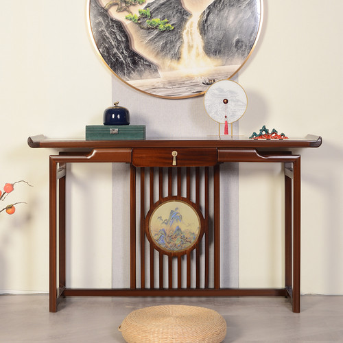 新中式实木玄关桌榆木玄关台