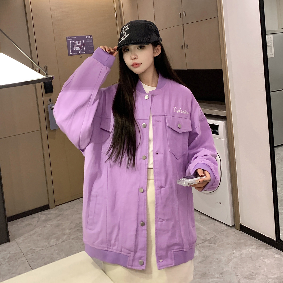 24新款棒球领字母刺绣情侣款韩版夹克JK9105/P95，男装夹克，星座202