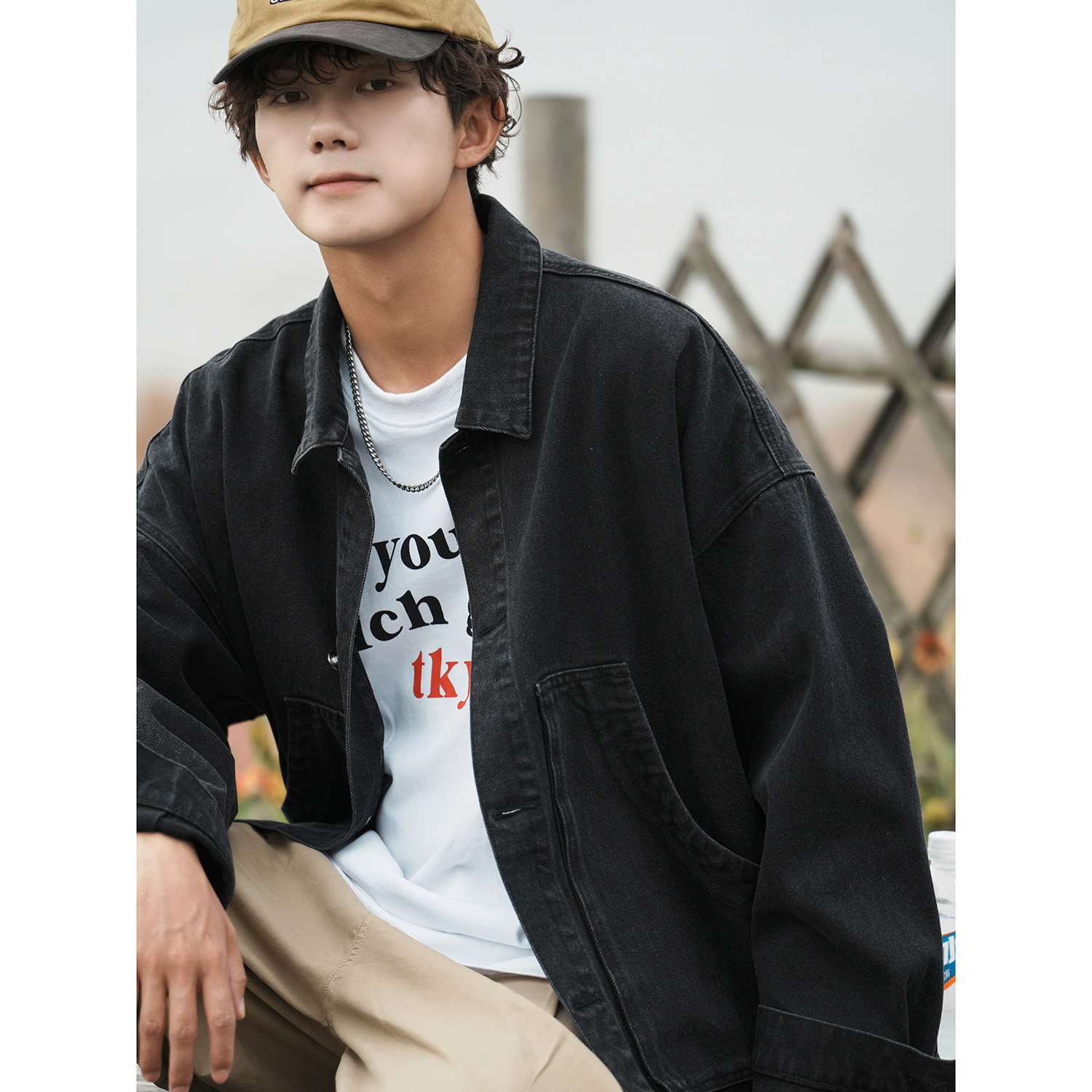 24新款男士斜兜潮流休闲宽松牛仔工装夹克上衣N9001/P105，男装夹克，星座202