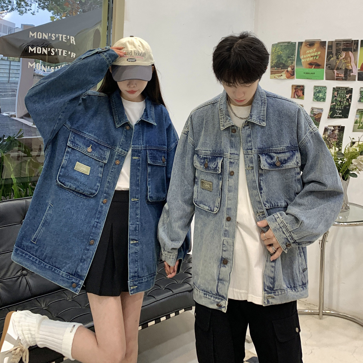 24款工装情侣牛仔夹克大口袋休闲潮流外套上衣N998/P85,男装夹克,星座202