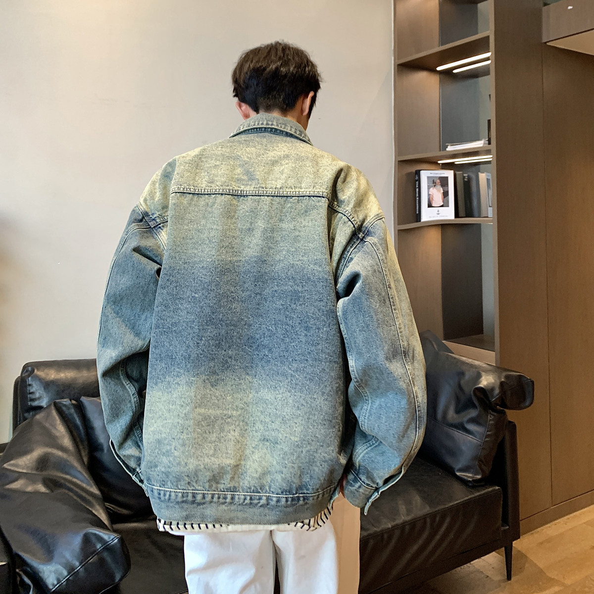 美式复古水洗做旧牛仔外套男潮牌设计感小众宽松夹克N8811/P138,男装工装外套,星座202