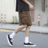 七色夏季新款水洗工装大口袋微弹潮流休闲短裤K2201/P55，男装牛仔裤，星座202