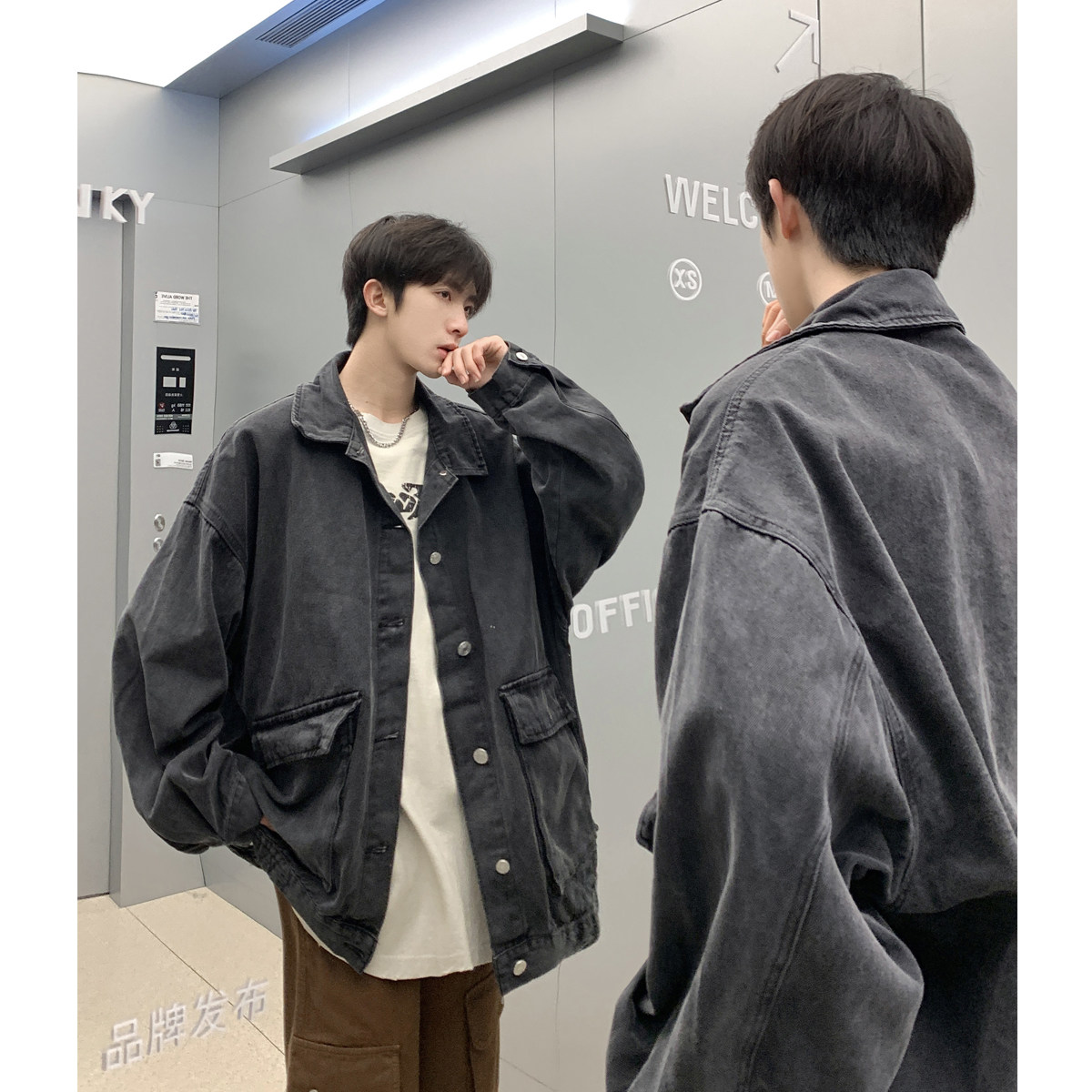 24新款工装大口袋水洗情侣潮流牛仔夹克N33/P85,男装夹克,星座202