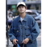 24款工装牛仔夹克大口袋休闲潮流外套上衣N998/P85，男装夹克，星座202