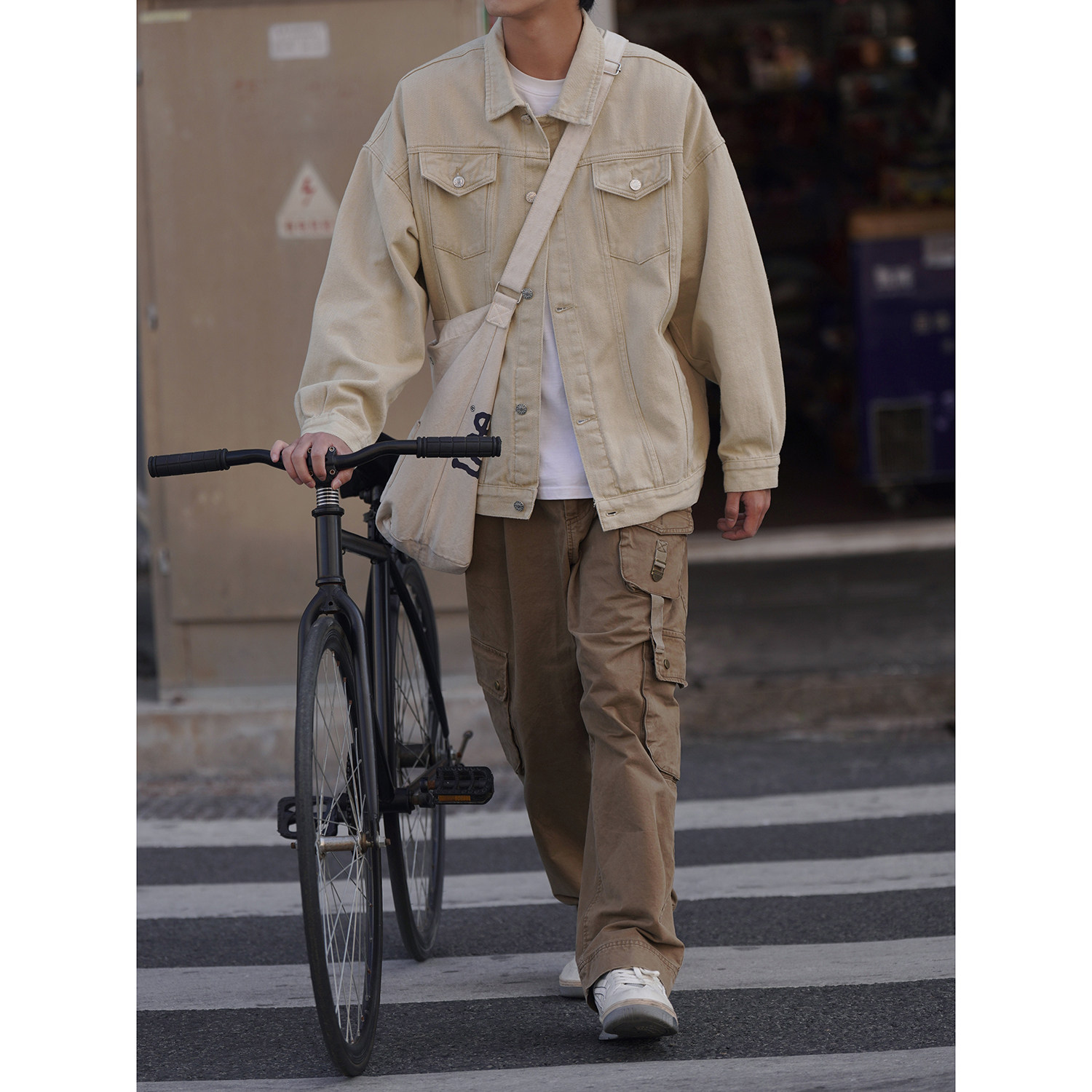 24新款抖音品质男士宽松纯色休闲水洗外套上衣N961/P85/128,女装短外套,星座202