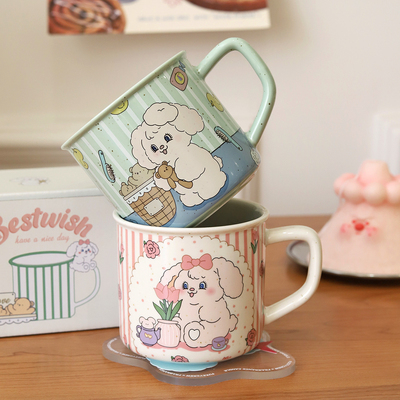 兔茸茸ins陶瓷马克杯儿童早餐杯