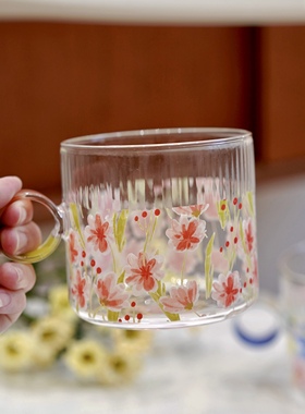 Endless stars 夏季花朵清新玻璃水杯情侣对杯果汁杯牛奶杯耐热