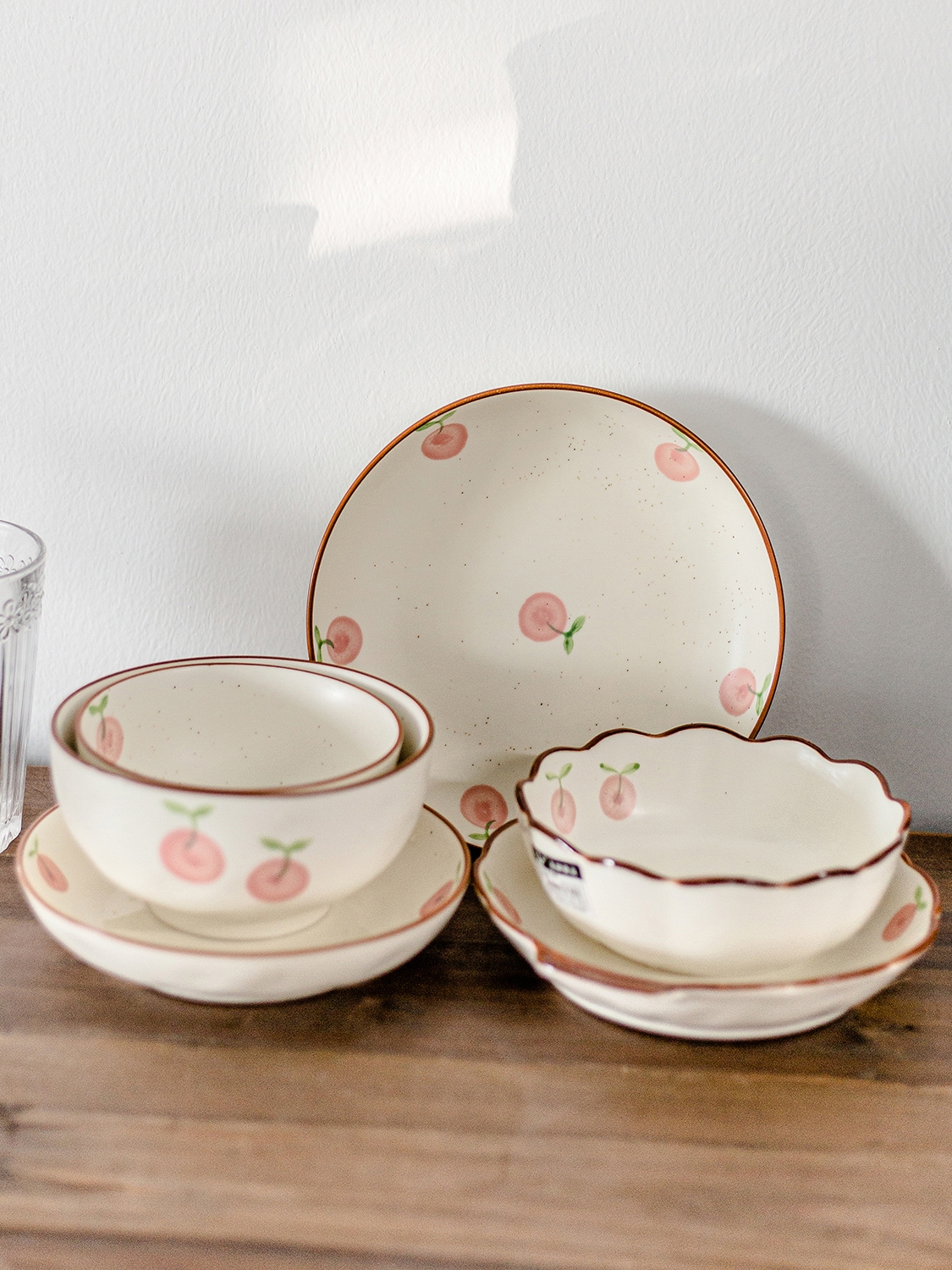 日式釉下彩陶瓷碗盘子套装8