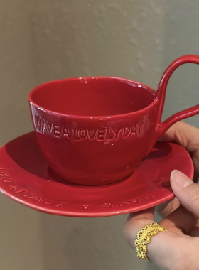 ENDLESS STARS红色咖啡杯碟套装餐具ins陶瓷杯结婚送礼新婚礼物