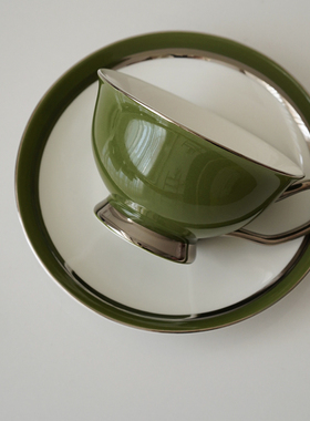 ENDLESS STARS 轻奢精致咖啡杯碟中古风下午茶杯碟极简英伦纯色