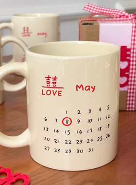 Endless原创定制专属日期结婚纪念马克杯陶瓷对杯新婚礼物伴手礼