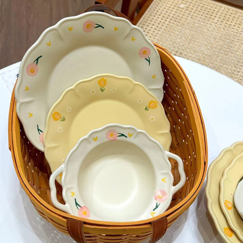 郁金香盘碗套装高颜值餐具家用