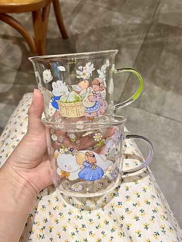 少女心可爱玻璃水杯高颜值牛奶杯