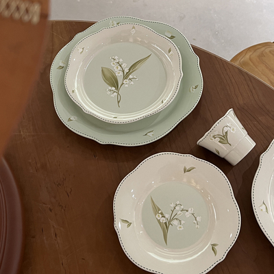 铃兰复古手作陶瓷盘子碗中古风