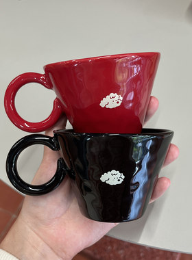 ES酷黑卷卷小狗陶瓷马克杯咖啡杯