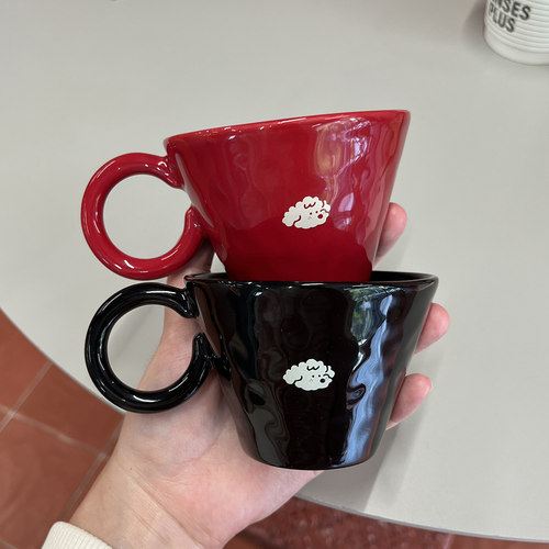 ES酷黑卷卷小狗陶瓷马克杯咖啡杯