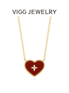 【试用链接】VIGG炽心项链纯银锁骨链红玛瑙爱心饰品