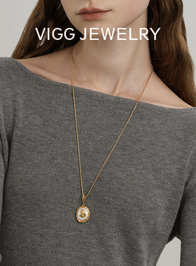 VIGG贝影玫瑰项链女小众轻奢高级
