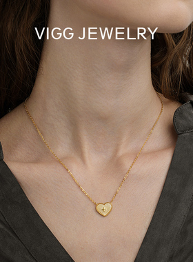 VIGG温心项链女纯银黄贝母爱心