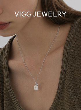 VIGG爱心方牌项链女简约高级s925纯银设计2025年新款百搭轻奢配饰