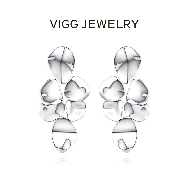 【VIGG】花瓣耳钉女个性轻奢高级设计感银针耳饰-zb