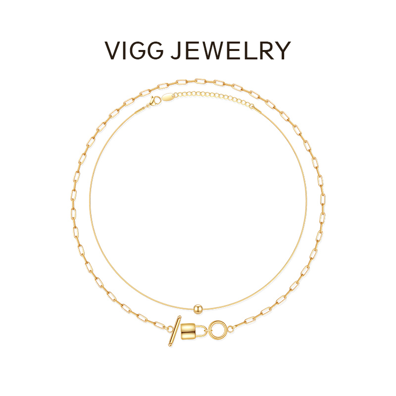 VIGG锁头双层叠戴项链女小众设计