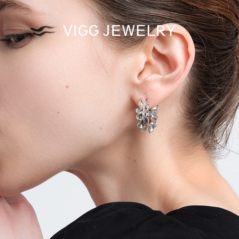 VIGG裙褶耳钉女小众设计感高级2026年新款潮耳环耳饰精致气质银针,饰品/流行首饰/时尚饰品新,耳钉,淘宝优惠券,粉丝福利购,淘宝优惠卷
